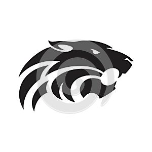 Tiger head - logo concept illustration in classic graphic style. Tiger head silhouette sign. Bengal tiger head creative il photo