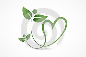 Logo health nature love heart leafs