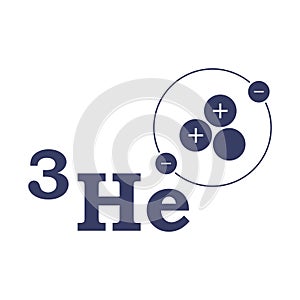 Logo Helium 3. The structure of the atom. Vector on white background.