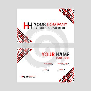 Logo HH design with a black and red business card with horizontal and modern design.