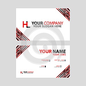 Logo HL design with a black and red business card with horizontal and modern design.