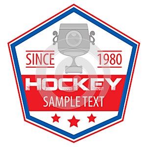 The logo of the hockey club or competition with the image of the cup in the polygon