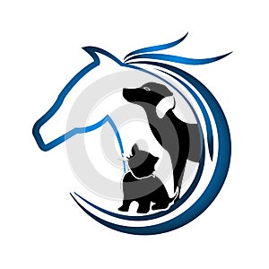 Logo of horse, dog and cat