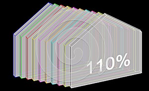 Logo house drawn in schematic form, with multicolored linear elements.