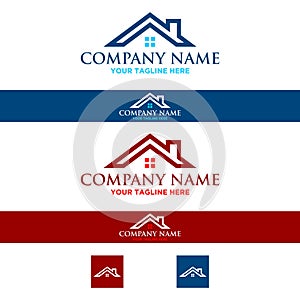 Logo house roof real estate, construction