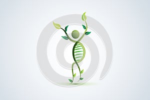 Logo human DNA plant ecology herbal science and technology icon graphic