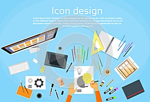 Logo Icon Designer Drawing Desk Workspace