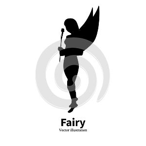 Logo icon faerie. Female silhouette pixy.