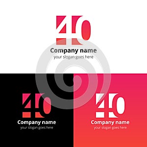 40 logo icon numbers flat and design template.