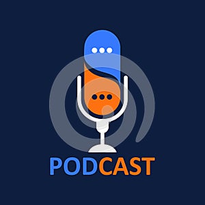 Logo or icon podcast with talk balloon ,vector graphic
