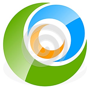 Logo, icon shape with 3 circles - Spiral, vortex logo.