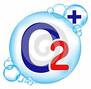 logo, icon and symbol oxi active bubble + O2