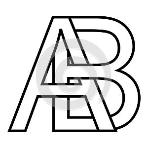 Logo icon two interlaced letters A B, logo AB BA