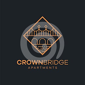 The logo illustrates the image of a bridge made of crowns