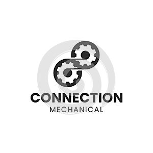The logo illustrates interconnected gears