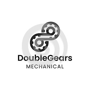 The logo illustrates interconnected gears