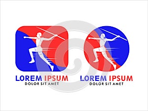 logo illustration of an athlete throwing a javelin suitable for sports and athletic clubs