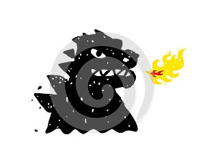 Logo, illustration of godzilla, dragon. Vector flat logo. Image is isolated on white background. Sign, mascot of the company. photo