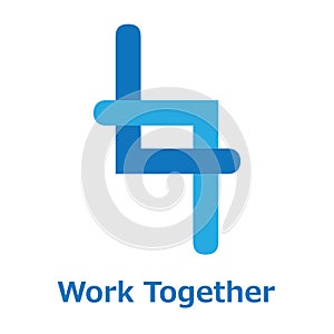 work together illustration  logo in blue