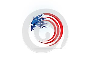 Logo Independence Day Eagle Flying USA American Flag