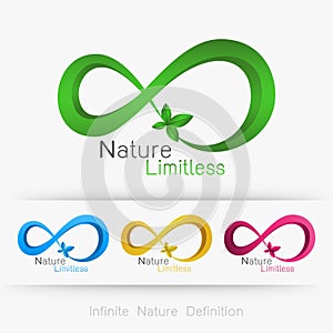 Logo infinity with leaf,