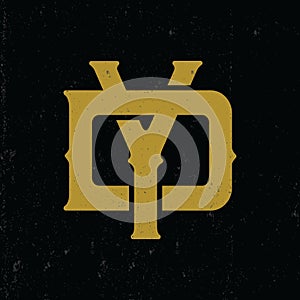 Logo initial DY or YD with monogram style