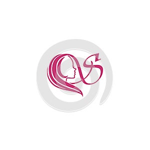 Logo Initial S Illustration Design. Woman logo