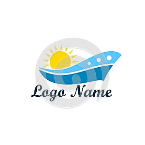 Logo isolated of travel agency. A symbol of vacation, travel and recreation in warm countries. Logo with palm trees