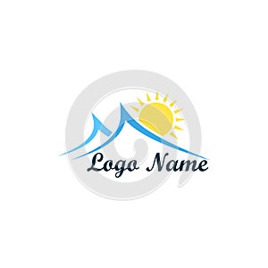 Logo isolated of travel agency. A symbol of vacation, travel and recreation in warm countries. Logo with palm trees