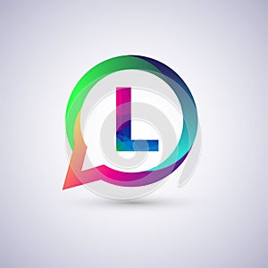 Logo L letter colorful on circle chat icon. Vector design for your logo application for company identity