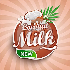 Logo, label of fresh coconut milk.