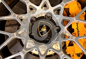 Logo of Lamborghini on wheels