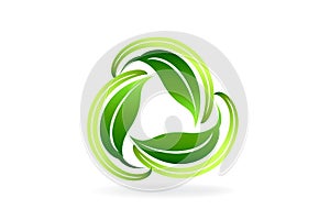 Logo leafs ecology recycle symbol icon