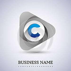 logo letter C rounded in the triangle shape, Vector design template elements for your Business or company identity