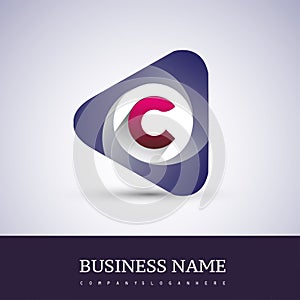 logo letter C rounded in the triangle shape, Vector design template elements for your Business or company identity