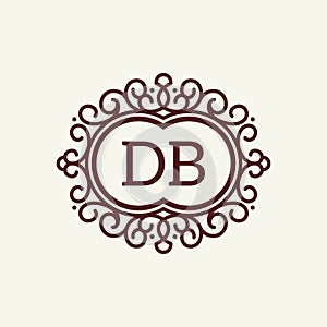 Logo letter DB elegant Flourish Swirl design