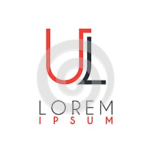 The logo between the letter U and letter L or UL with a certain distance and connected by orange and gray color