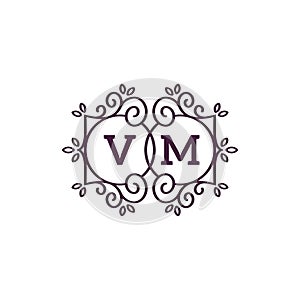 Logo letter VM Flourish Swirl line Elegant design