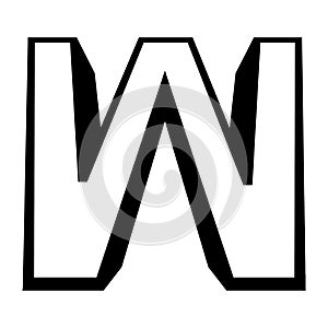 Logo letter w, tall slender font letter w perspective height