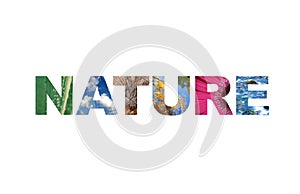 Logo lettering Nature word - isolated over white