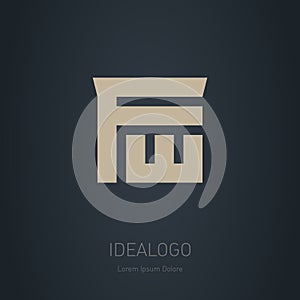 Logo with letters F and W. Monogram or initials. Illustration. FW - Logotype, vector design element or icon
