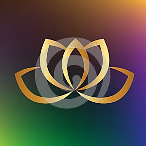 Logo lotus flower gold symbol yoga vector image illustration graphic design