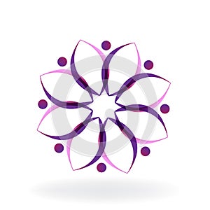 Logo lotus flower yoga teamwork vector image illustration graphic design
