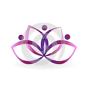 Logo lotus purple flower art icon vector