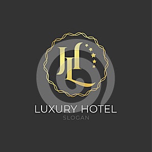 Logo luxury golden hotel vector