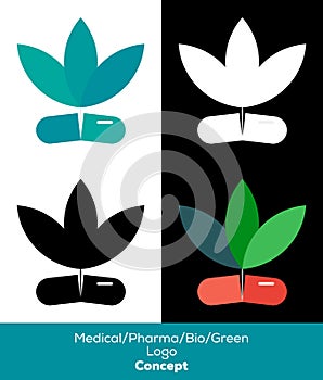 logo of the medical health care, Pharma, Bio, and vector set of green eco icons fresh and Unique Idea logo design.