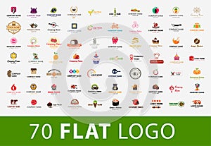 Logo mega collection. Food and drink vector logo set on various topics