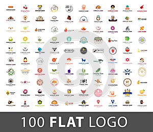 Logo mega collection. Food and drink vector logo set on various topics