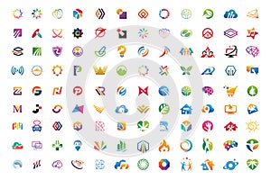 Logo mega collections abstract geometric business icon set vector eps 10