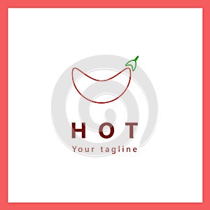 Logo minimalis line art template design chili for food spicy tasty